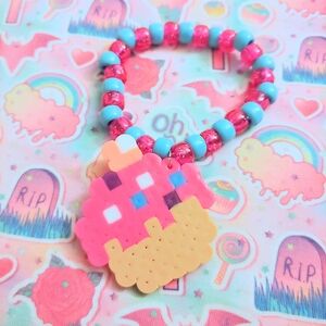 Pink Cupcake Perler Kandi Bracelet